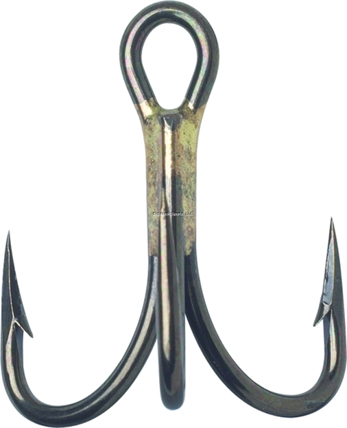 Picture of Vmc Treble Hook With Cut Point, Size 2, Short Shank, O'shaughnessy, Heavy Wire, Black Nickel, 25 Per Pack