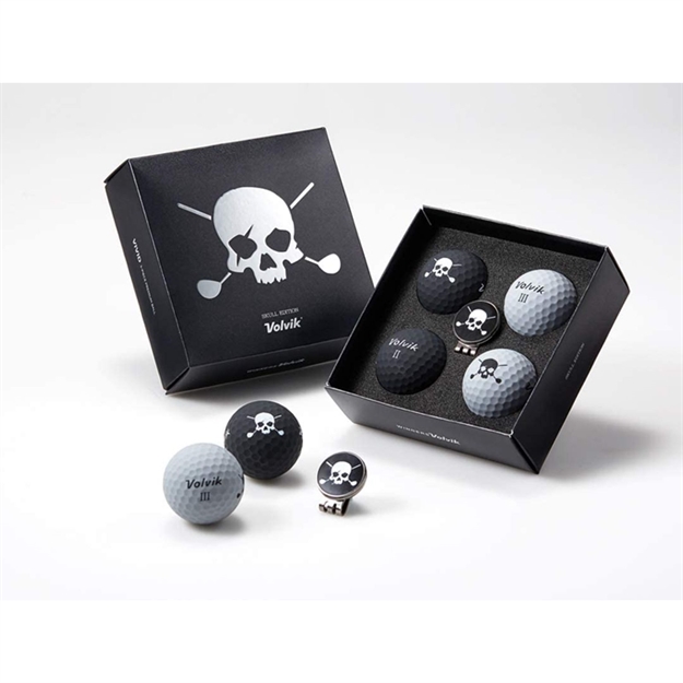 Picture of Volvik Skull Edition Golf Balls 4 Balls W Ball Marker Hat Clip