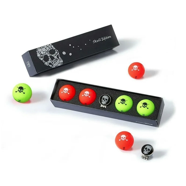 Picture of Volvik Skull Edition Golf Balls 4Pk Marker Hat Clip Red Grn 9849
