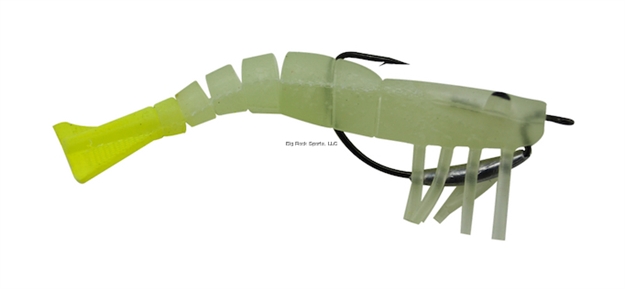 Picture of Vudu 3.5"  Weedless Shrimp 2/Pk Glow/Chartreuse