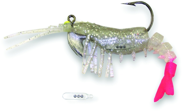 Picture of Vudu Rattler Shrimp, 3.5", 1/4 Oz, Silver Flake/Pink Tail