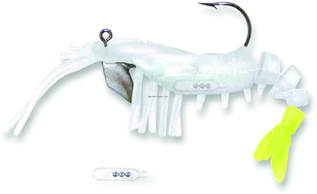 Picture of Vudu Rattler Shrimp, 3.5", 1/4 Oz, White/Chartreuse Tail