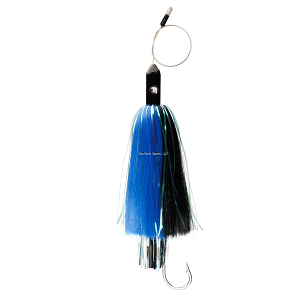 Picture of Vudu Torpedo Lantern Black Head, Black And Blue Hair. Pre-Rigged 4' 480# Cable 9/0 Stainless Double Hookset