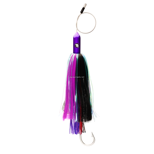 Picture of Vudu Torpedo Lantern Purple Head, Purple And Black Hair. Pre-Rigged 4' 480# Cable 9/0 Stainless Double Hookset