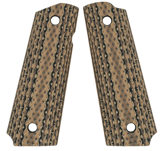 Picture of VZ Grips Dbhbxa 1911 Diamond Back Grip Panels Diamond Texture G10 Hyena Brown