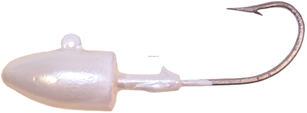 Picture of Wahoo Big Game Bullet Jighead, 3 Oz, 8/0 Hook, White Pearl, 2 Card