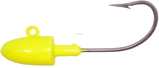 Picture of Wahoo Big Game Bullet Jighead, 4 Oz, 9/0 Hook, Chartreuse, 2 Card