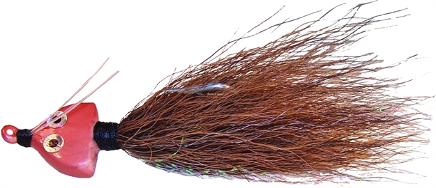 Picture of Wahoo Bonefish Bucktail Jig, 1/4 Oz, 1/0 Hook, Twin Mono Weedguard, Brown, 1/Card