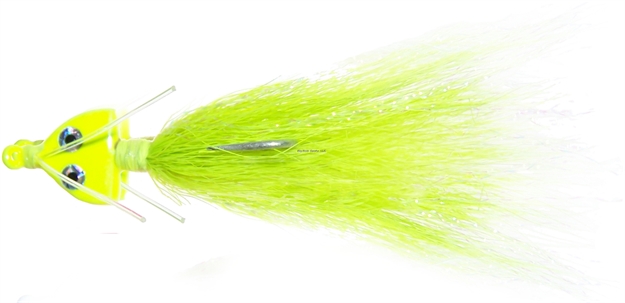 Picture of Wahoo Bonefish Bucktail Jig, 1/4 Oz, 1/0 Hook, Twin Mono Weedguard, Chartreuse, 1/Card
