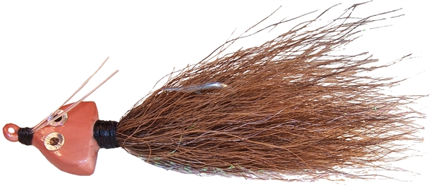 Picture of Wahoo Bonefish Bucktail Jig, 1/8 Oz, 1/0 Hook, Twin Mono Weedguard, Brown, 1/Card