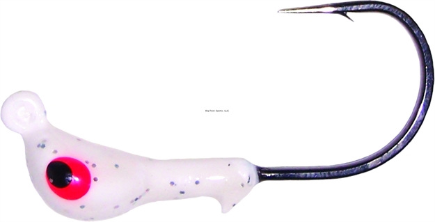 Picture of Wahoo Jerkjig Jighead, 1/16 Oz, 2/0 Black Nickel Hook, White Silver Flake, 4/Card