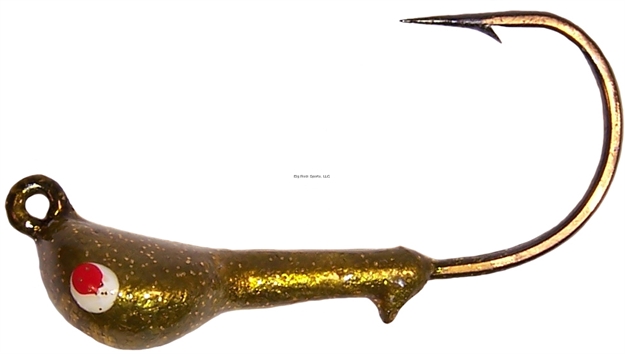 Picture of Wahoo Jerkjig Jighead, 1/8 Oz, 2/0 Black Nickel Hook, Gold Silver Flake, 4/Card