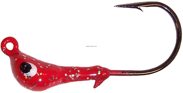 Picture of Wahoo Jerkjig Jighead, 3/8 Oz, 4/0 Black Nickel Hook, Red Silver Flake, 4/Card