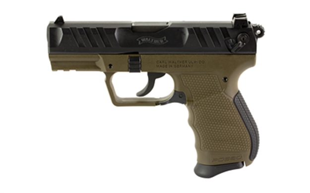 Picture of  Walther Arms 5050515 Pd380  Carry Frame 380 Acp 9+1 3.70" Black Stainless Steel, Barrel Black Cerakote Serrated Steel Slide, Military Green Polymer Frame, Textured Wraparound Grip 723364232770