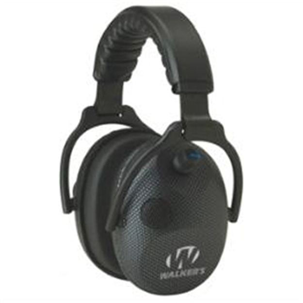 Picture of Walker's Alpha Electronic Shooting Muff, 5X Enhancement, 50 DB Power, Nrr 24Db, Carbon Black