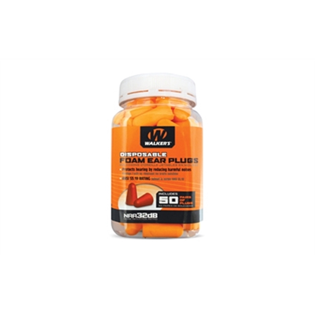 Picture of  Walker's Gwpfp50pk Foam Ear Plugs  Disposable Foam 32 DB Orange 50 Pair 888151011089
