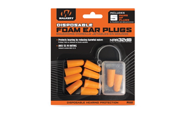 Picture of  Walker's Gwpfp5pk Foam Ear Plugs  Foam 32 DB IN The Ear Orange Adult 5 Pair