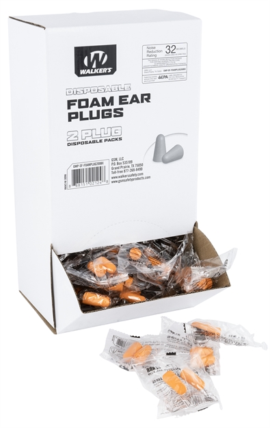 Picture of Walker's Gwpsffoamplug200bx Foam Ear Plugs  32 DB Orange Adult 200 Per Box GWP-SF-FOAMPLUG200BX