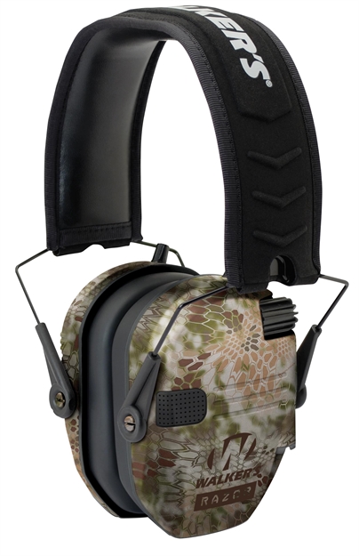 Picture of Walker's Razor Slim Shooter Folding Electronic Ear Muff, Nrr23db, Low Profile, HD Sound, Kryptek Camo GWPRSEMKPT