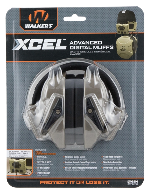 Picture of  Walker's Gwpxsem Xcel 100 Advanced Digital Muff 26 DB Over The Head Gray/Black Polymer