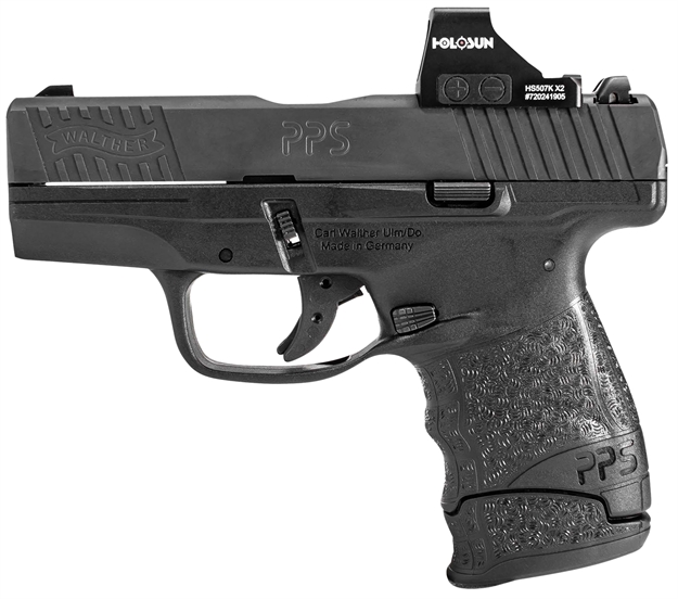 Picture of Walther Arms 2854708 Pps M2 9Mm Luger 3.18" 7+1 Black Polymer Frame Black Tenifer Steel Slide Black Polymer Grip Includes Holosun 507K Red Dot
