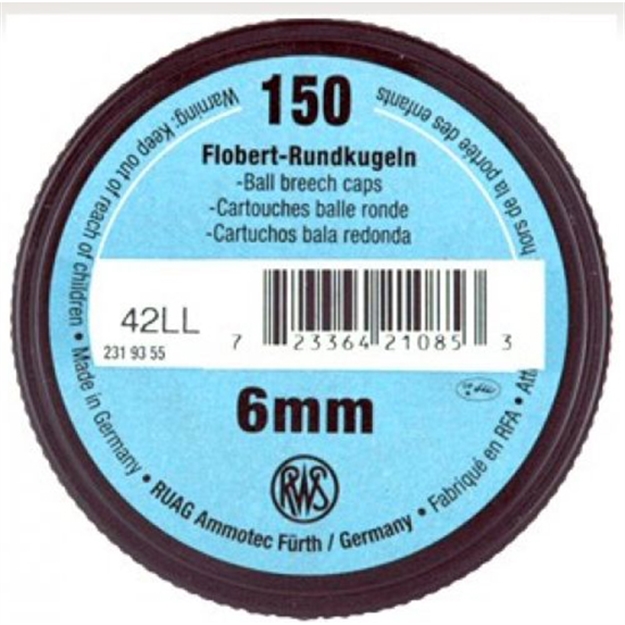 Picture of Rws Ammo .22Bb Cap-6Mm Rimfire Lead-Bb Low Noise 150-Pack