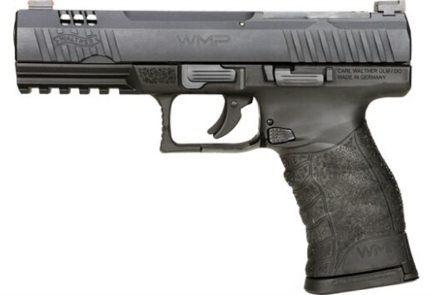 Picture of  Walther Arms 5220302 Wmp Optic Ready 22 Wmr 10+1 4.50" Stainless Steel Barrel, Black Optic Ready/Serrated Slide, Black Polymer Frame W/Picatinny Rail, Black Polymer Grip, Right Hand 723364224652