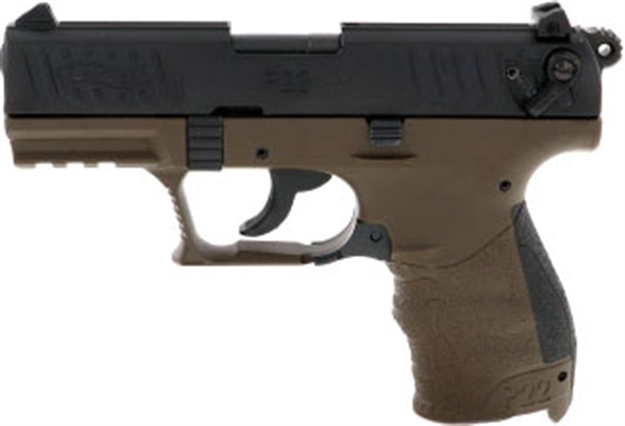 Picture of  Walther Arms 5120715 P22 Q Military 22 LR 10+1 3.42" Steel/Threaded Barrel, Matte Black Tenifer Serrated/Steel Slide, OD Green Polymer Frame W/Picatinny Rail, Black Interchangeable Backstrap Grips 723364214554