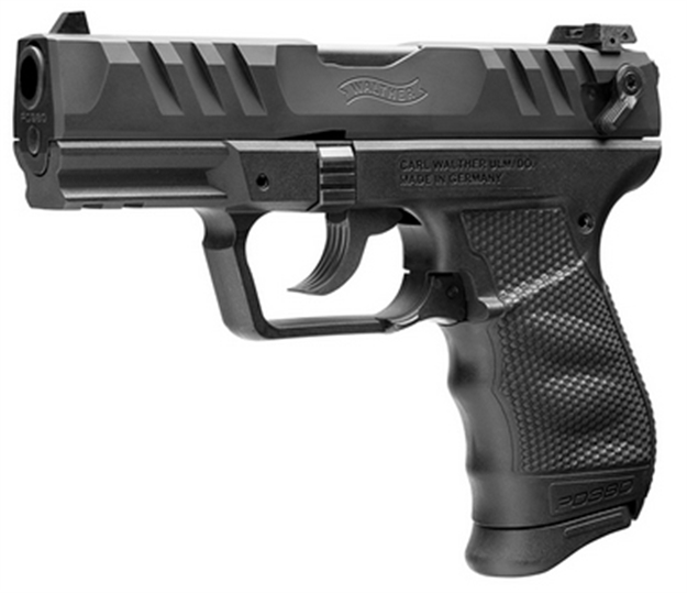 Picture of  Walther Arms 5050508 Pd380  Carry Frame 380 Acp 9+1 3.70" Black Stainless Steel Barrel, Black Serrated Steel Slide, Black Polymer Frame W/Picatinny Rail, Textured Wraparound Grip