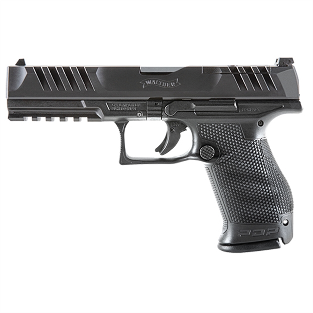 Picture of  Walther Arms 2844222 Pdp  Compact Frame 9Mm Luger 15+1 5" Black Steel Barrel, Black Optic Ready/Serrated Steel Slide, Black Polymer Frame W/Picatinny Rail, Textured Polymer Grip, Ambidextrous 723364216985