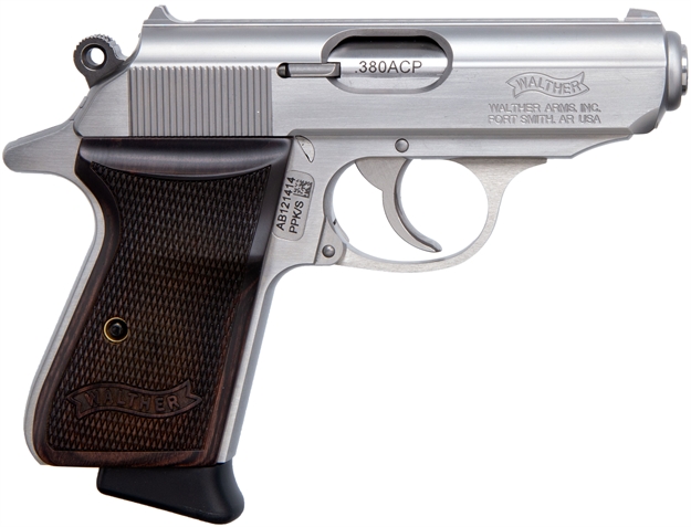 Picture of Walther Arms Ppk/S Semi-Auto Pistol, 380Acp, 3.3" Bbl, Stainless, Walnut Grip, 7 + 1 Rnd 4796004WG 723364214462
