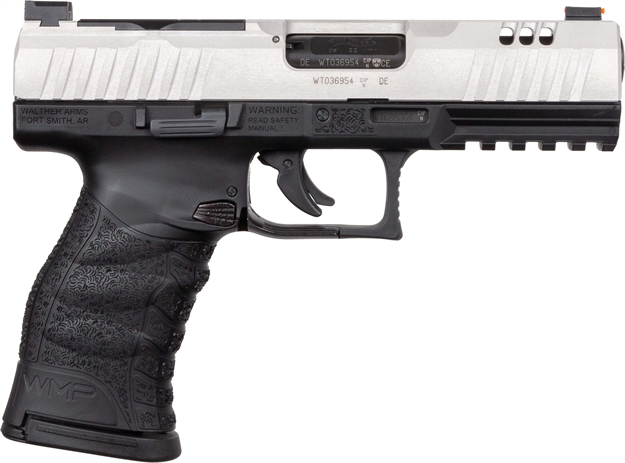 Picture of  Walther Arms 5220306 Wmp  Full Size Frame 22 Wmr 15+1 4.50" Stainless Steel Barrel, Silver Serrated Aluminum Slide, Black Polymer Frame W/Picatinny Rail