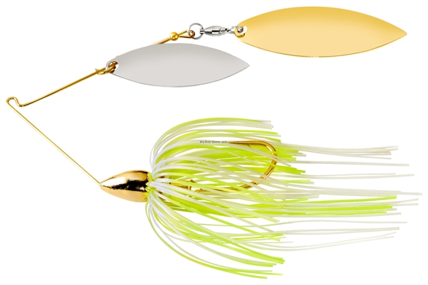 Picture of War Eagle Double Willow Gold Frame Spinnerbait 1/2Oz Hot White Chartreuse WE12GW16