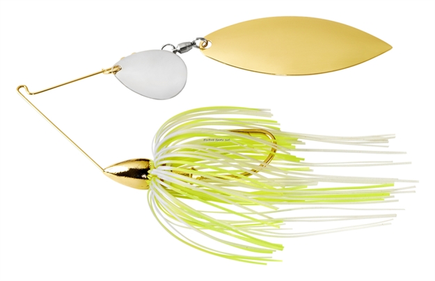 Picture of War Eagle Tandem Willow Gold Frame Spinnerbait 3/8Oz Hot White Chartreuse WE38GT16