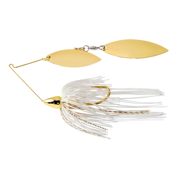 Picture of War Eagle Spinner Baits Double Willow Gold Frame Spinnerbait 1/4Oz White Gold WE14GW01G