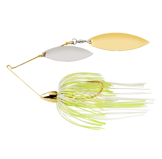 Picture of War Eagle Spinner Baits Double Willow Gold Frame Spinnerbait 1/4Oz Hot White Chartreuse WE14GW16