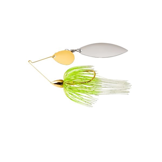 Picture of War Eagle Spinner Baits Tandem Willow Gold Frame Spinnerbait 1/2Oz White Chartreuse WE12GT02