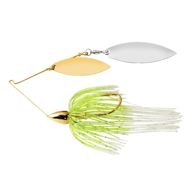 Picture of War Eagle Spinner Baits Double Willow Gold Frame Spinnerbait 1/4Oz White Chartreuse WE14GW02
