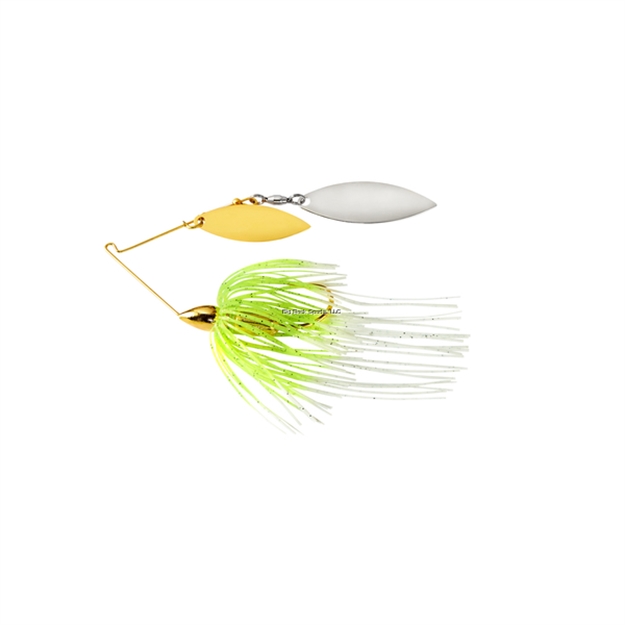 Picture of War Eagle Spinner Baits Screamin Eagle Double Willow Gold Frame Spinnerbait 1/2Oz White Chartreuse WE12SEGW02