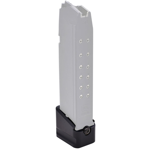 Picture of Warne 3126 Magazine Extension  Made OF 6061-T6 Aluminum With Hardcoat Anodized Black Finish For Glock 19, 23 Magazines (Adds 5Rds 9Mm Luger, 4Rds 40 S&W) MEG19-5/4BLK