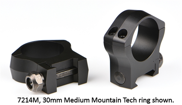 Picture of Warne Scope Mounts Mountain Tech Scope Rings 7075 T6 Aluminum, 1 Inch, Medium Matte 7201M
