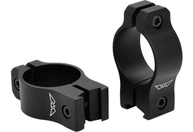Picture of  Warne V421m Rimfire Rings Vapor Matte Black Aluminum 1" Tube Medium Rimfire/Vertical Split 3/8" Dovetail 0 Moa