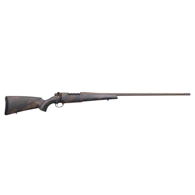 Picture of  Weatherby Mbc20n338wr0b Mark V Backcountry 2.0 338 Wby Rpm 4+1 18" Barrel, Patriot Brown Cerakote Metal Finish, Brown Sponge Pattern Black Peak 44 Blacktooth Stock, Muzzle Brake, Triggertech Trigger 747115450374