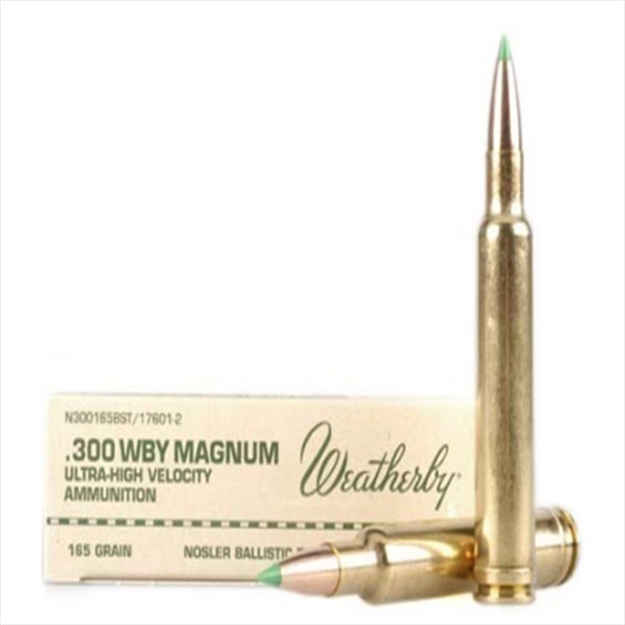 Picture of Weatherby Nosler Rifle Ammo 300 , Ballistic Tip, 165 Grains, 3350 Fps, 20, Boxed 747115025428