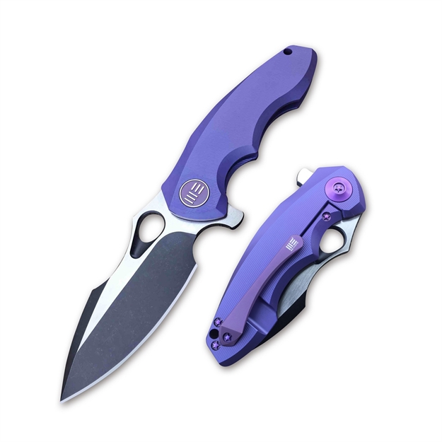 Picture of WE Knife Folder Blue Handle Black 3" White Blade 7" Length