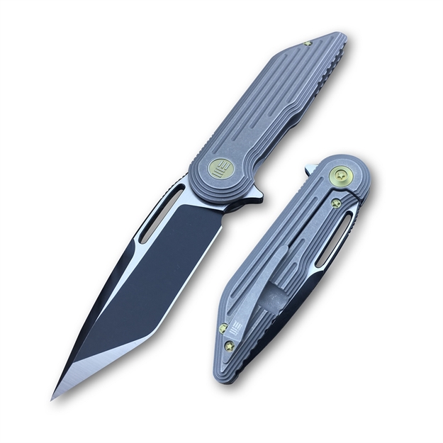 Picture of WE Knife Folder Gray TI Handle Black 3.2" Blade 7.5" Length