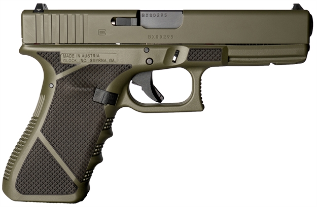 Picture of Weapon Works  G22 Gen3 Full Size Frame 40 S&W 15+1 4.49" Black Steel Barrel, OD Green Serrated Steel Slide, OD Green W/Diamond Stippling Polymer Frame W/Picatinny Rail, Ambidextrous PI2250203-228084