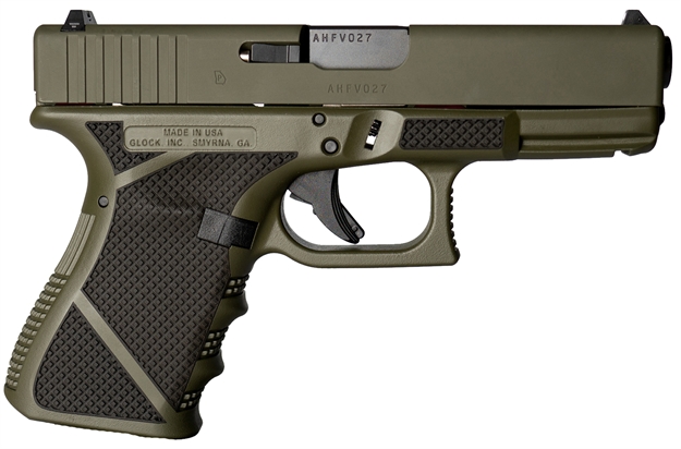 Picture of  Weapon Works Ui1950203-228082 G19 Gen3 Compact Frame 9Mm Luger 15+1 4.02" Black Steel Barrel, OD Green Serrated Steel Slide, OD Green W/ Diamond Stippling Polymer Frame W/Picatinny Rail, Usa Made