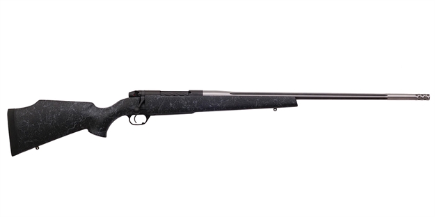 Picture of  Weatherby Mam01n338lr8b Mark V Accumark 338 Lapua Mag 3+1 26" Barrel, Matte Blued Metal Finish, Gray Webbed Black Fixed Monte Carlo Stock