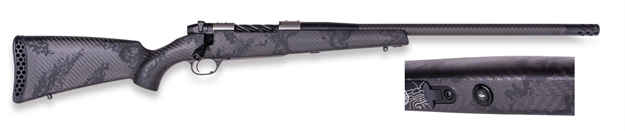 Picture of  Weatherby Mgt01n65rwr4b Mark V Backcountry Guide TI 6.5 Wby Rpm 4+1 22" Graphite Black Cerakote Fluted Threaded Carbon Barrel, Titanium Drilled & Tapped Receiver, Exposed Carbon W/Carbide Black Accent